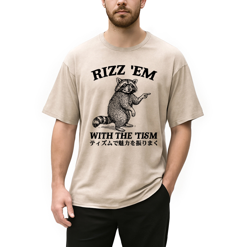 Modecanvas Funny Raccoon Charm Washed T-Shirt