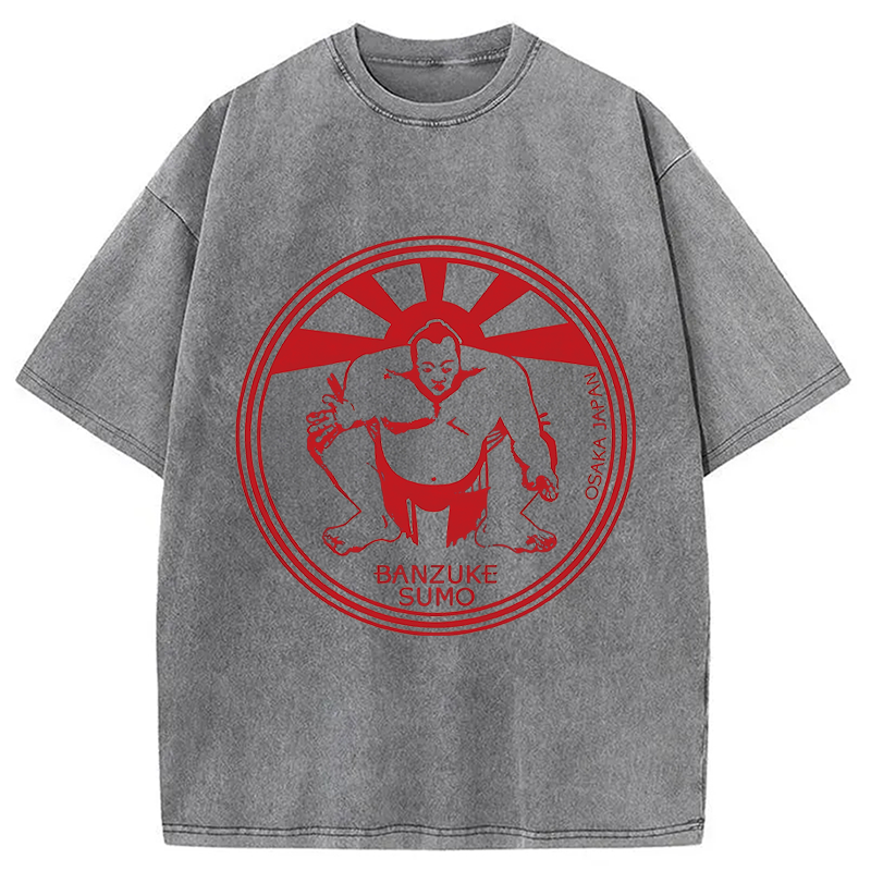 Modecanvas Sumo Wrestling DTG Printing Washed T-Shirt