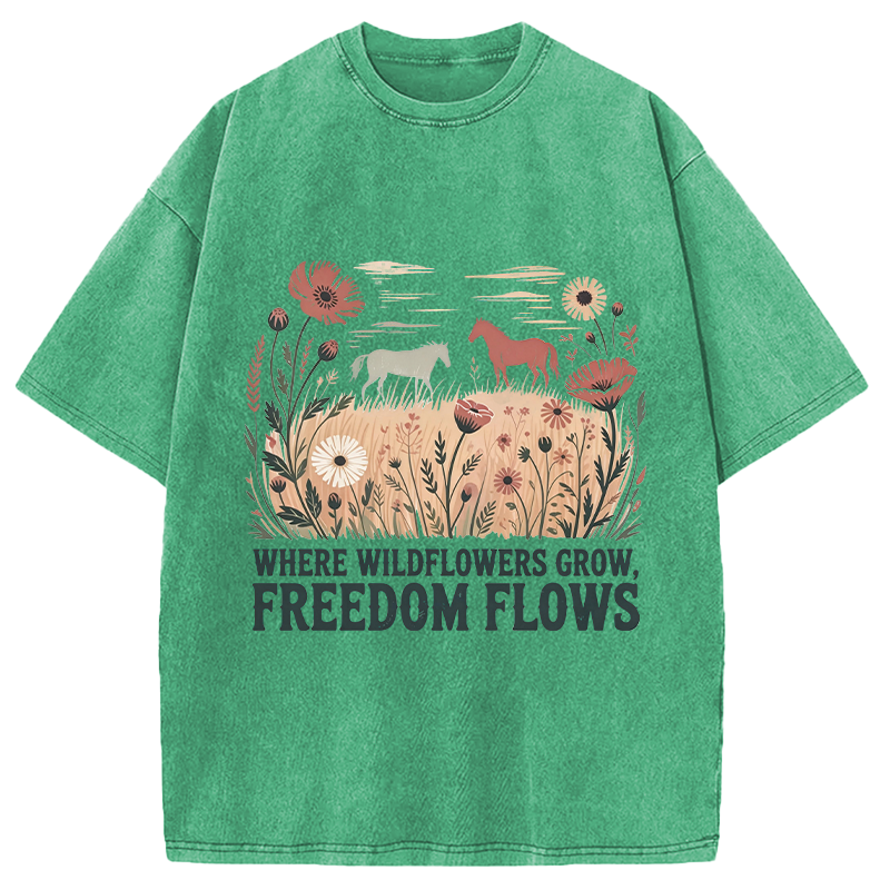 Modecanvas Wild-flowers DTG Printing Washed T-Shirt