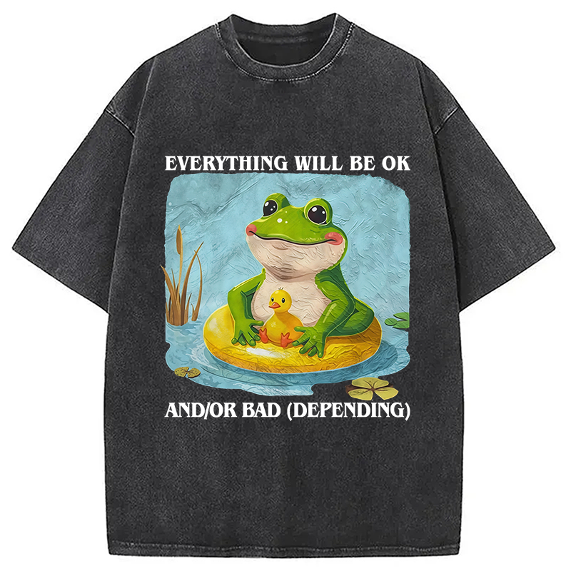 Modecanvas Everything Will Be OK Washed T-Shirt