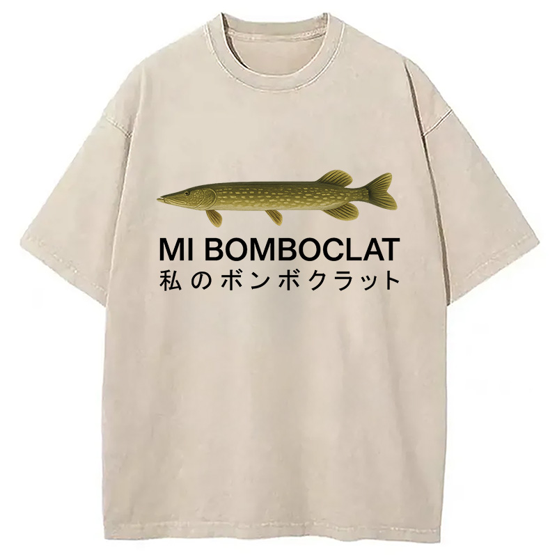 Modecanvas Mi Bomboclat Fish Meme Washed T-Shirt-modecanvas
