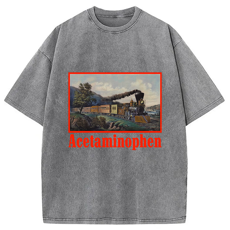 Modecanvas Acetaminophen Funny Meme Washed T-Shirt