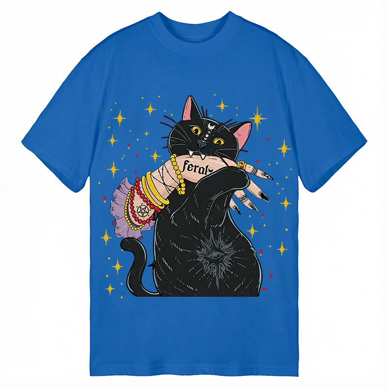 Modecanvas Feral Cat DTG Printing Classic T-Shirt-modecanvas