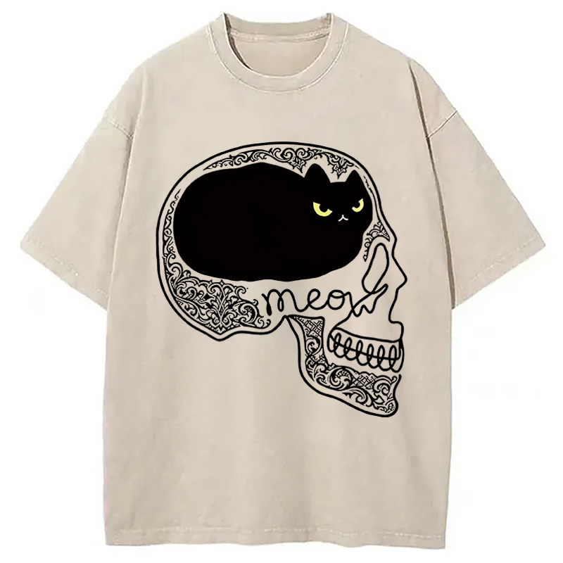 Modecanvas All I Can Think About Is Cat DTG Printing Washed T-Shirt