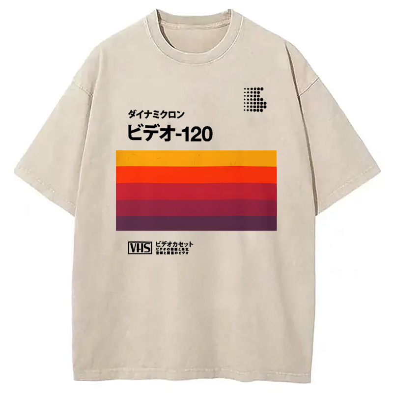Modecanvas Retro Japanese VHS Cassette Washed T-Shirt