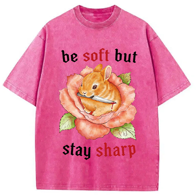 Modecanvas Stay Sharp Rabbit DTG Printing Washed T-Shirt