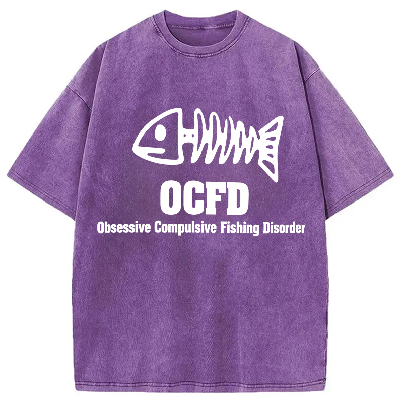 Modecanvas OCFD Funny Fishing DTG Printing Washed T-Shirt