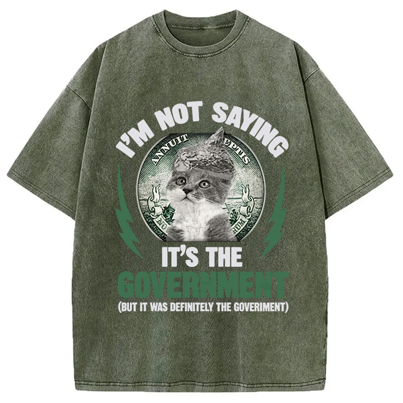 Modecanvas Government Conspiracy Cat DTG Printing Washed T-Shirt