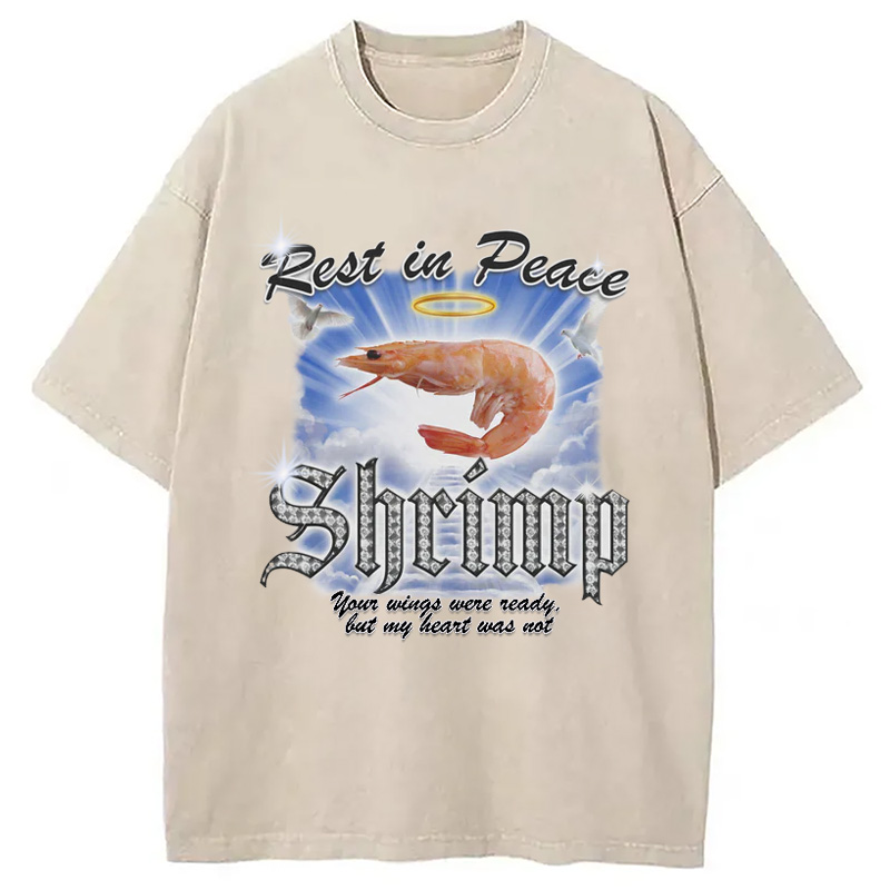 Modecanvas RIP SHRIMP Washed T-Shirt