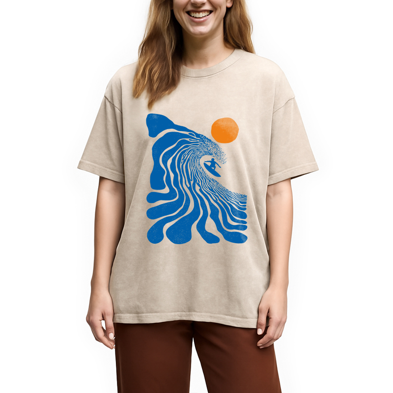 Modecanvas Surfing Time DTG Printing Washed T-Shirt