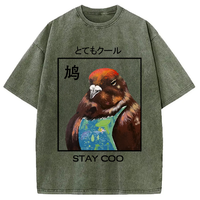 Modecanvas Stay Cool Pigeon Washed T-Shirt