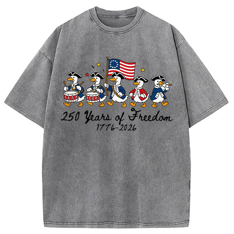 Modecanvas American 250th Anniversary Funny Goose DTG Printing Washed T-Shirt