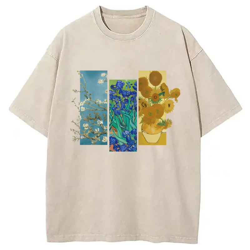 Modecanvas Van Gogh Flowers Washed T-Shirt