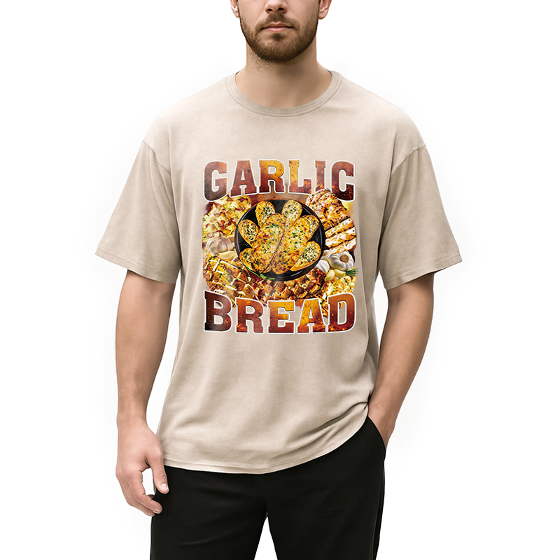 Modecanvas Garlic Bread DTG Printing Washed T-Shirt
