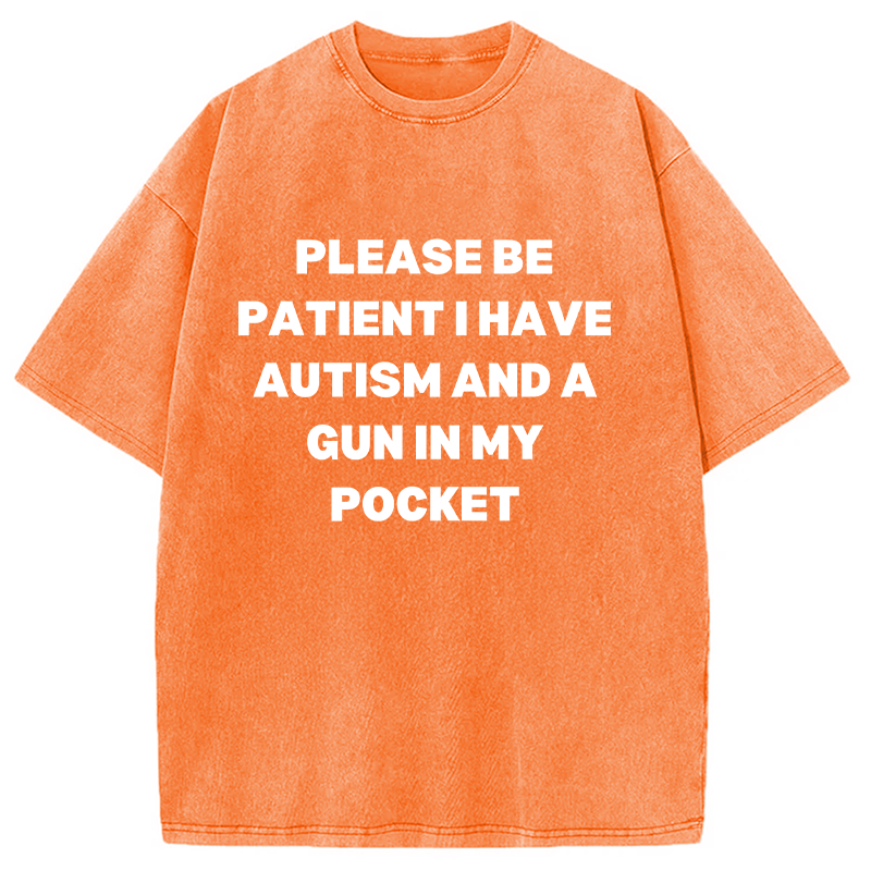 Modecanvas A Gun in My Pocket Washed T-Shirt-modecanvas