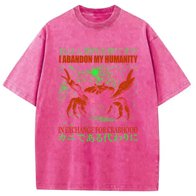 Modecanvas Vintage Japanese Crab Jokes Washed T-Shirt-modecanvas