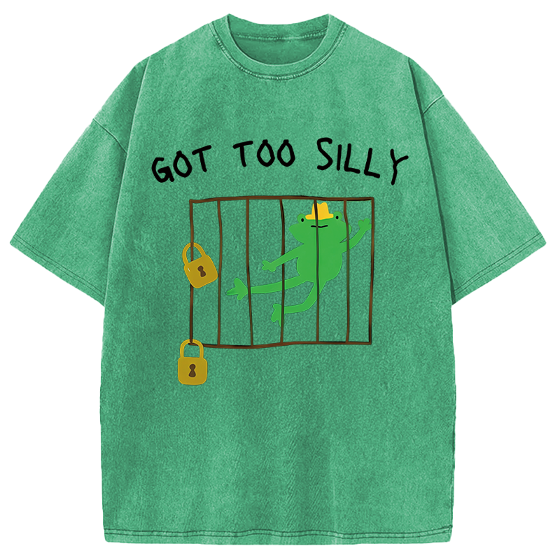 Modecanvas Got Too Silly Frog Meme DTG Printing Washed T-Shirt