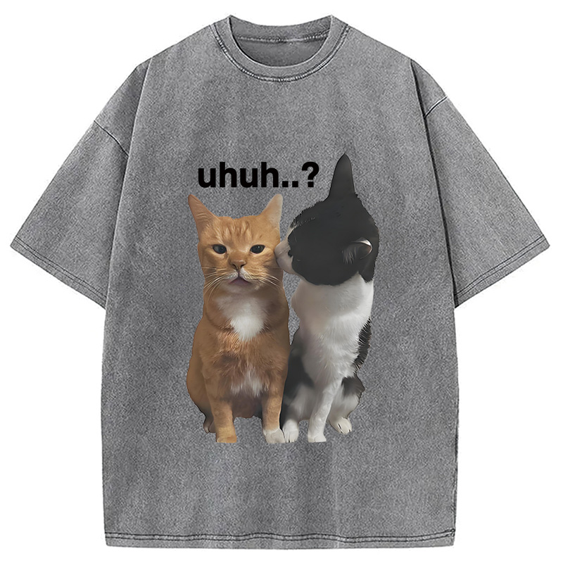 Modecanvas Uhuh..? Cats Washed T-Shirt