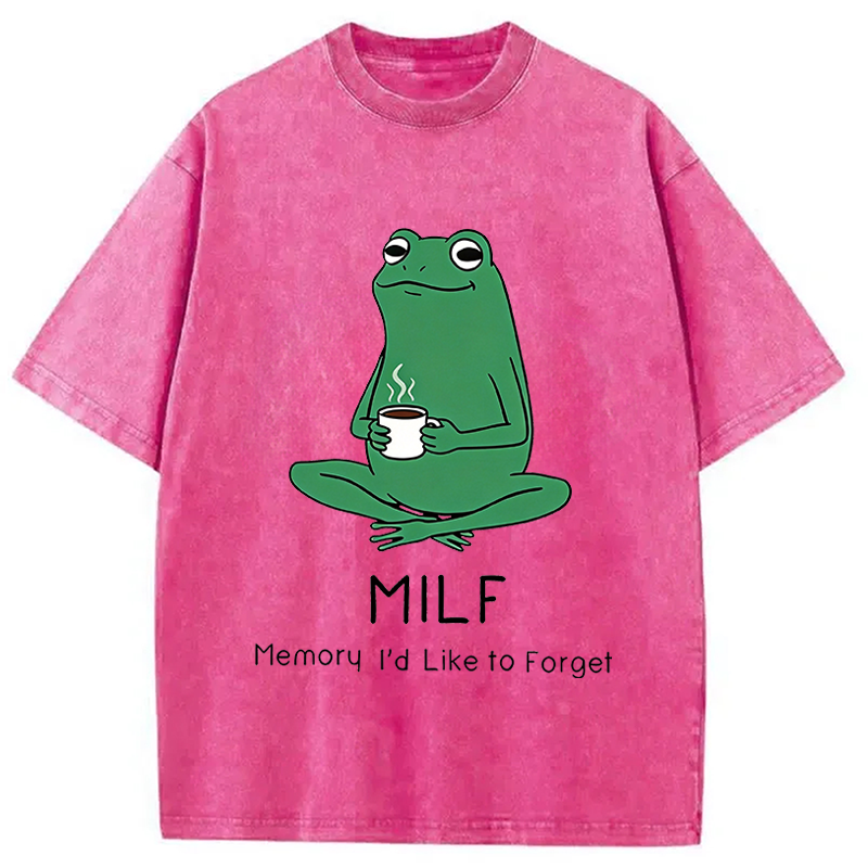 Modecanvas MILF Funny DTG Printing Washed T-Shirt-modecanvas