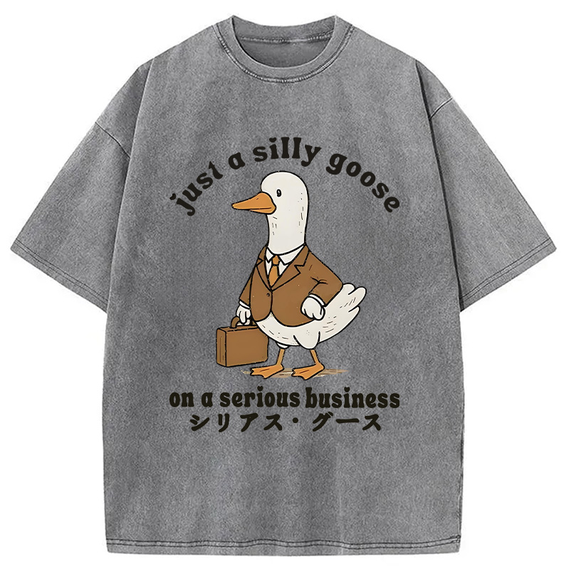 Modecanvas Silly Goose On A Serious Business Washed T-Shirt