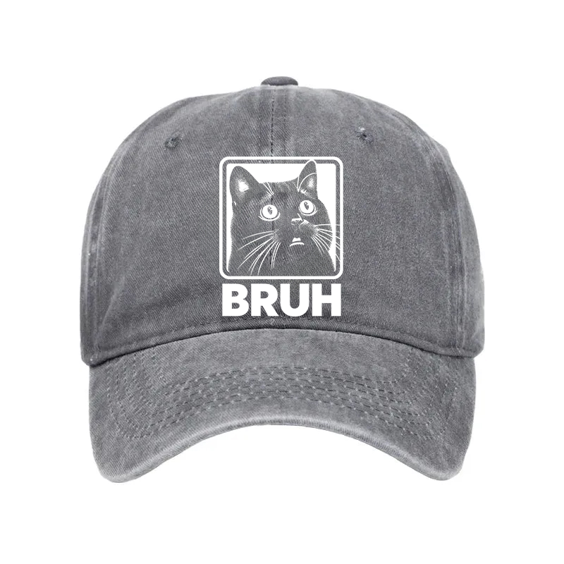 Modecanvas BRUH Cat Washed Cap-modecanvas