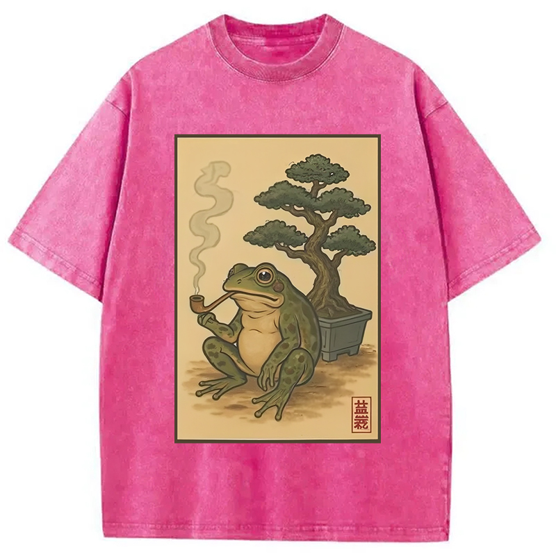 Modecanvas Japanese Frog & Bonsai Washed T-Shirt