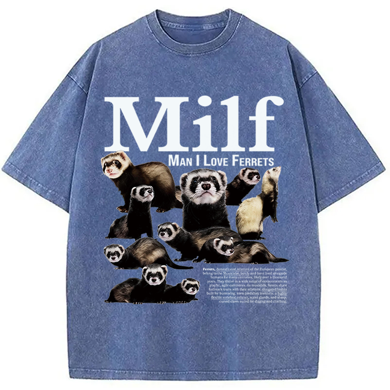 Modecanvas Man I Love Ferrets DTG Printing Washed T-Shirt