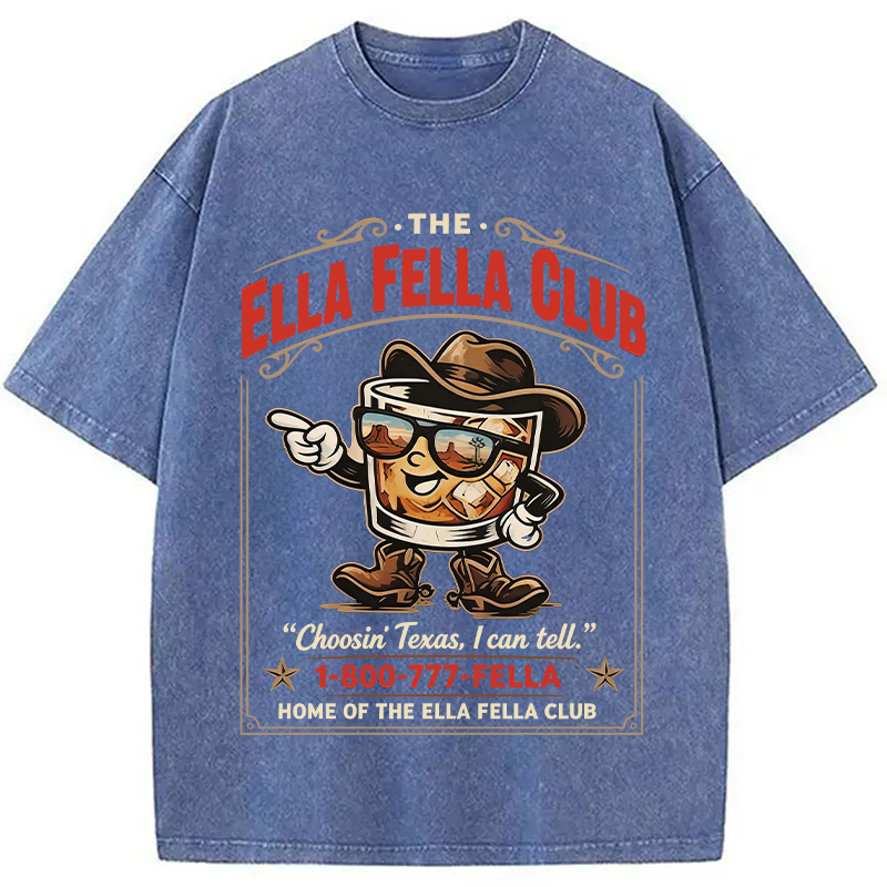 Modecanvas Ella Fella Club Cowboy Whiskey DTG Printing Washed T-Shirt