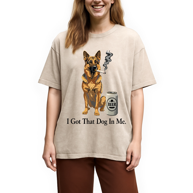 Modecanvas I Got A Dog In Me DTG Printing Washed T-Shirt
