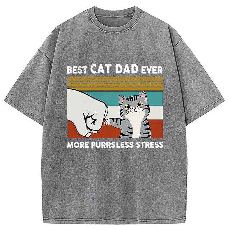 Modecanvas Funny Cat Dad Washed T-Shirt