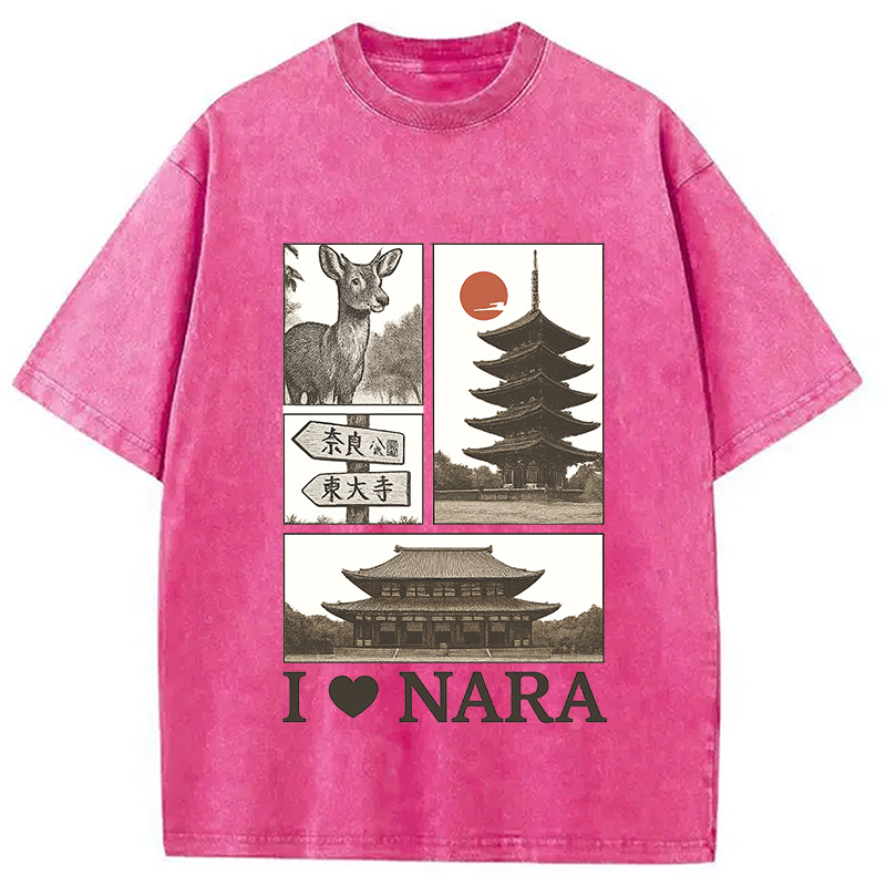 Modecanvas NARA Love Vintage Japanese Washed T-Shirt