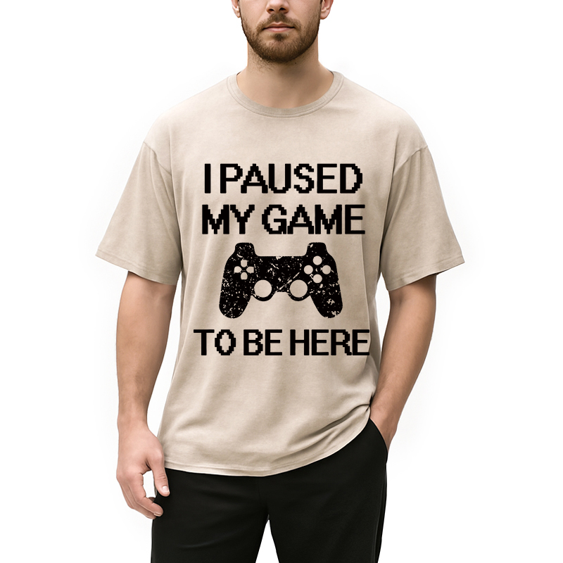 Modecanvas I Paused My Game To Be Here DTG Printing Washed T-Shirt