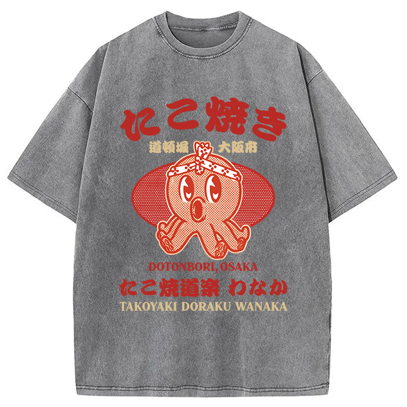 Modecanvas TAKOYAKI DORAKU WANAKA DTG Printing Washed T-Shirt