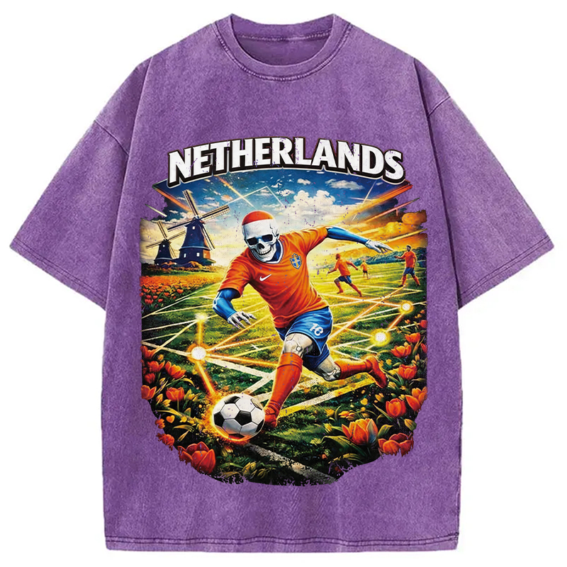 Modecanvas Holland Football DTG Printing Washed T-Shirt