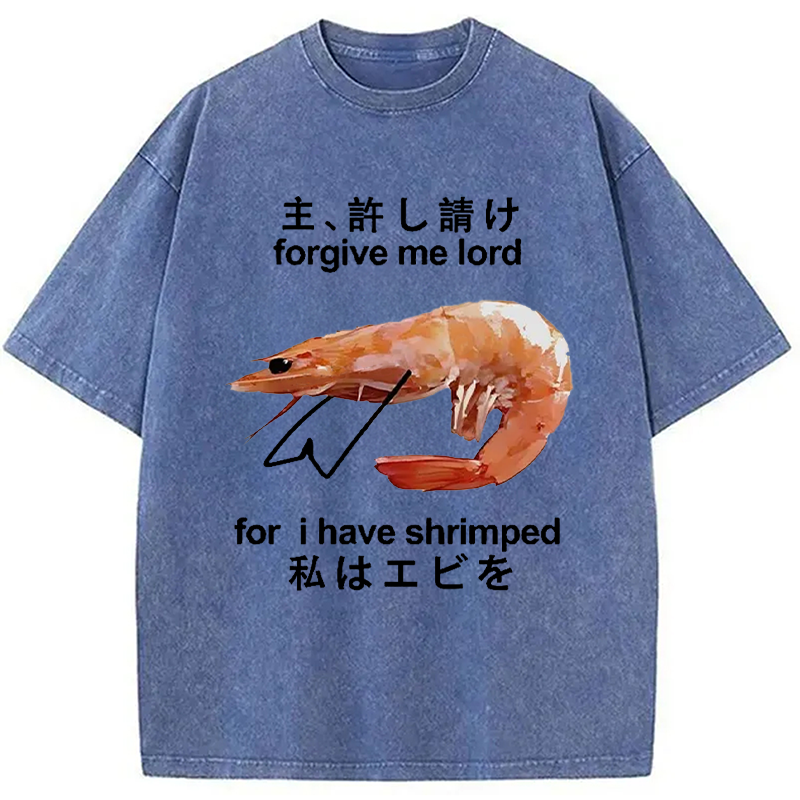 Modecanvas Retreating Shrimp Washed T-Shirt-modecanvas
