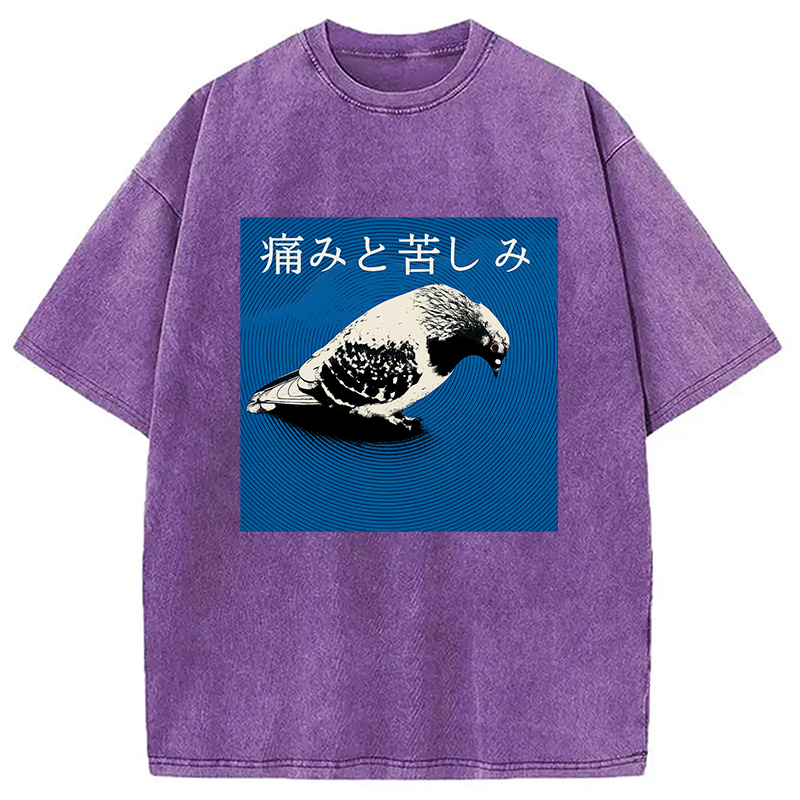 Modecanvas Anguish Pigeon Japanese Washed T-Shirt