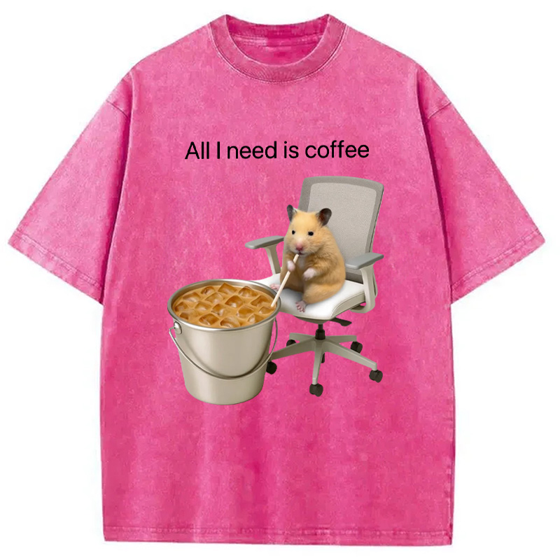Modecanvas All I Need Is Coffee Meme Washed T-Shirt