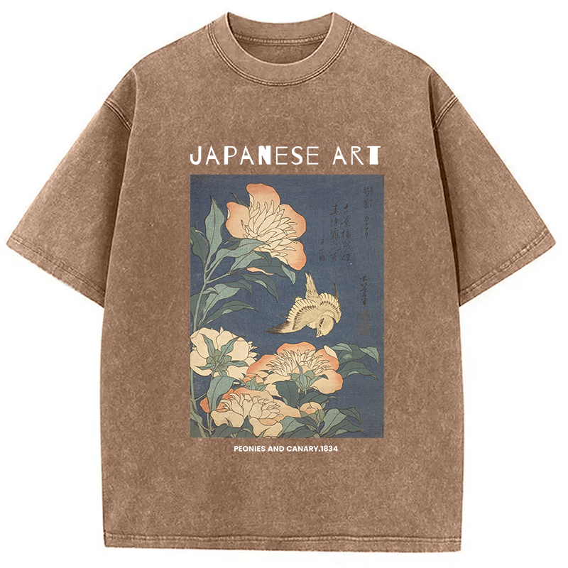Modecanvas Peonies and Cherry Washed T-Shirt