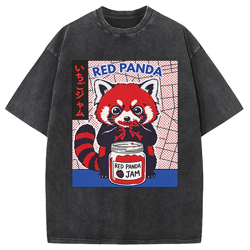 Modecanvas Red Panda DTG Printing Washed T-Shirt