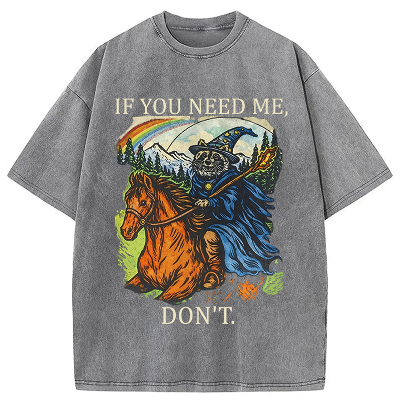 Modecanvas Funny Raccoon Wizard Gamer DTG Printing Washed T-Shirt