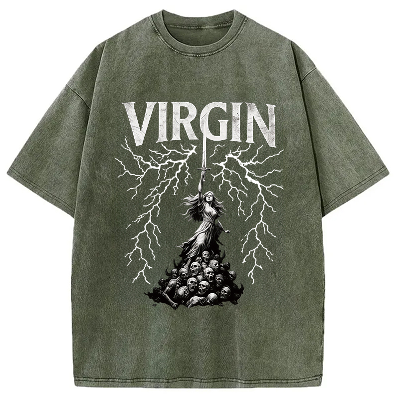 Modecanvas Virgin Maiden Gothic DTG Printing Washed T-Shirt