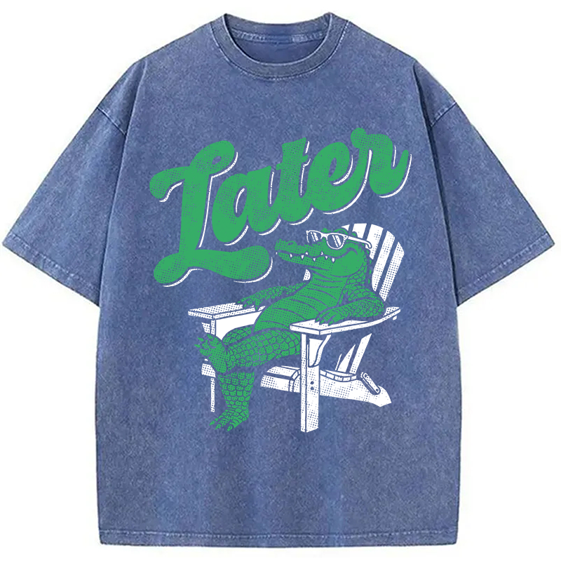 Modecanvas Funny Later Gator DTG Printing Washed T-Shirt