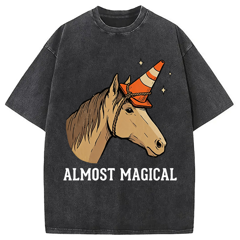Modecanvas Almost Magical Horse DTG Printing Washed T-Shirt