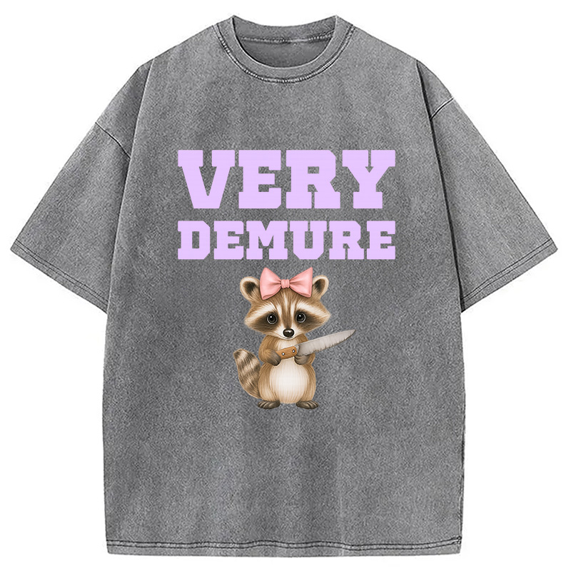 Modecanvas Very Demure Raccoon Washed T-Shirt