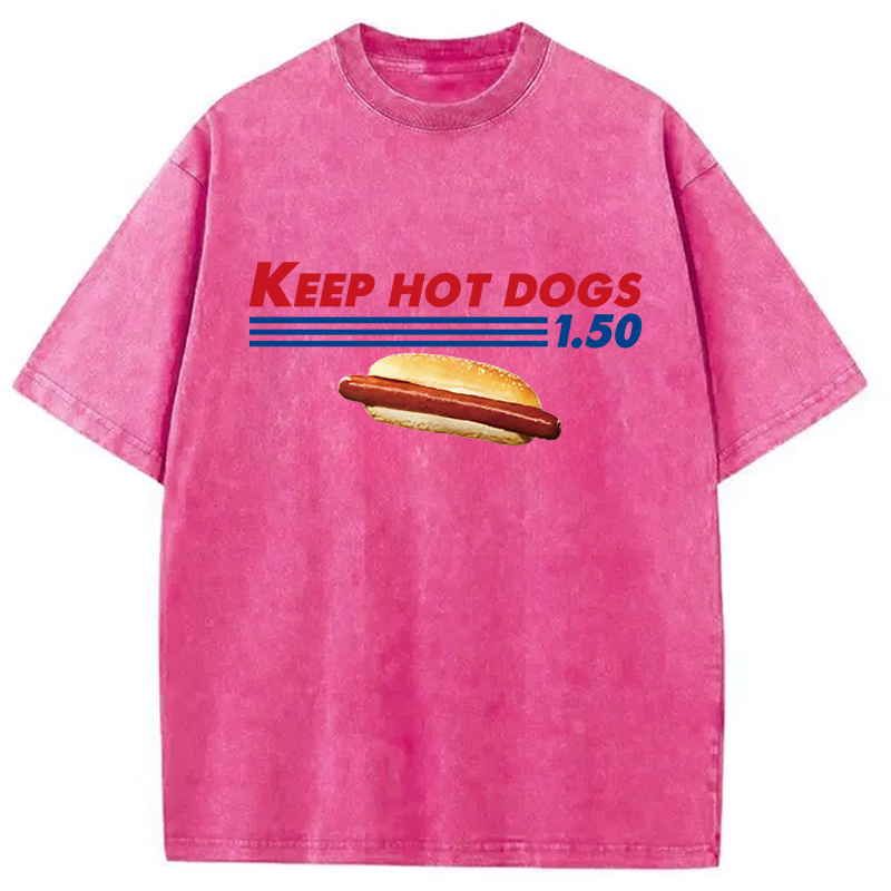 Modecanvas Funny Costco Hotdog DTG Printing Washed T-Shirt