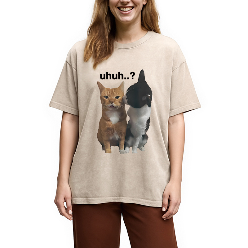 Modecanvas Uhuh..? Cats Washed T-Shirt