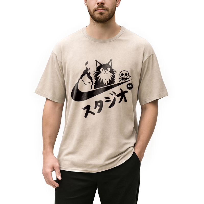 Modecanvas Black Cat Vintage Washed T-Shirt