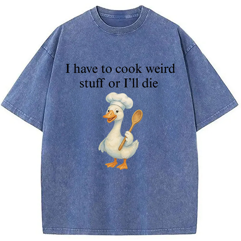Modecanvas Silly Goose Baker Funny Cooking Meme DTG Printing Washed T-Shirt-modecanvas