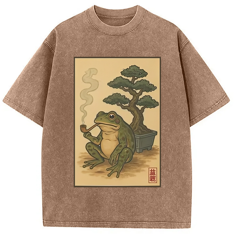 Modecanvas Japanese Frog & Bonsai Washed T-Shirt