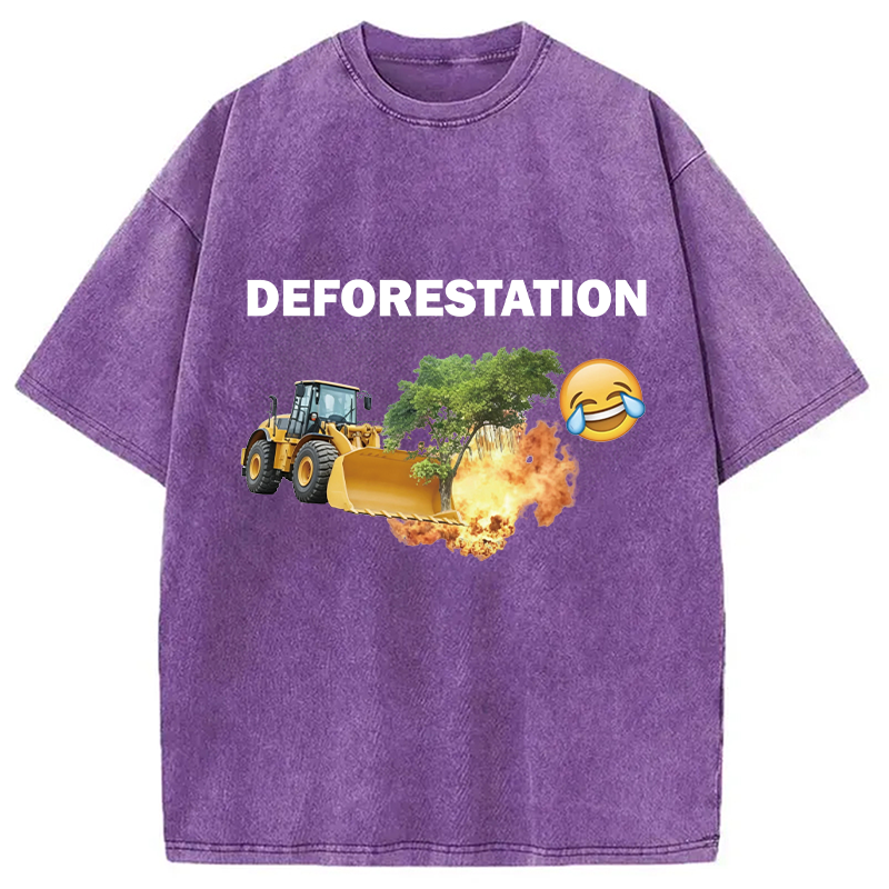 Modecanvas Deforestation DTG Printing Washed T-Shirt